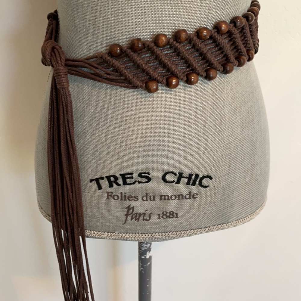 Vintage Brown woven beaded belt
